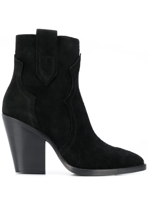 Click to view more detailed imagery on our partner's website Ash Esquire High Heels Ankle Boots In Black Suede In 01 Black