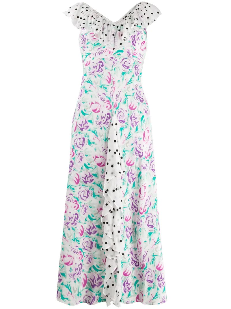 Rixo London Dresses RIXO ITALIAN FLORAL PRINT DRESS - WHITE