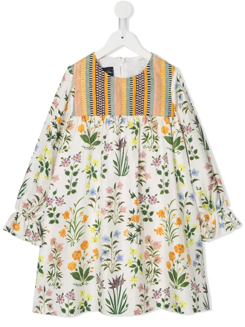 Click to view more detailed imagery on our partner's website Oscar De La Renta Kids' White Girl Dress With Colorful Flowers And Details