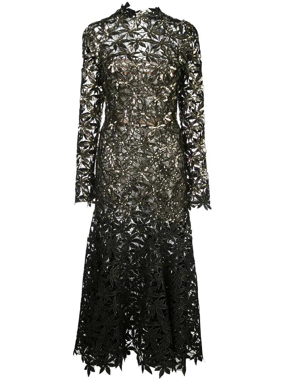 Oscar De La Renta Metallic Cocktail Dress In Black