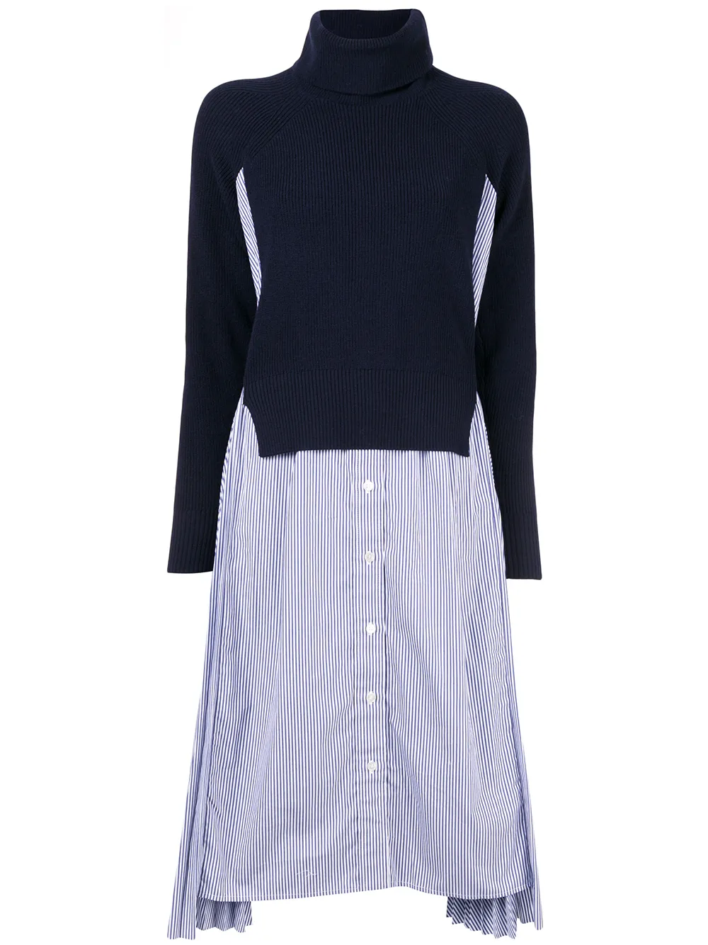 

sacai roll neck panelled dress - Blue