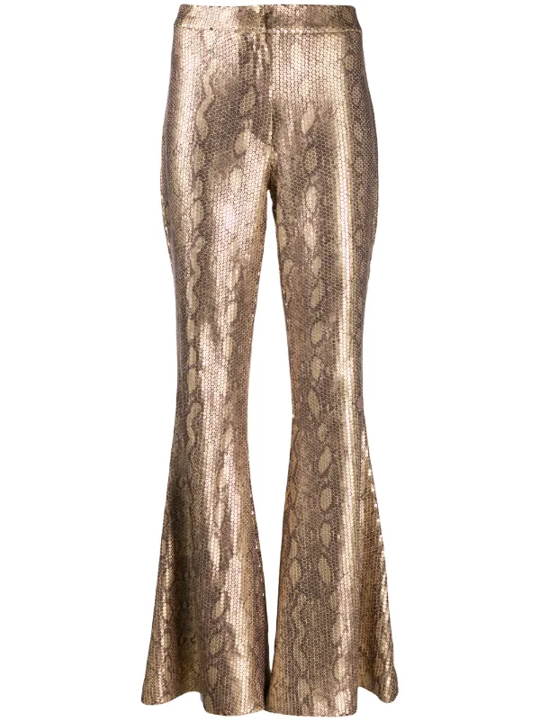 gold flared trousers