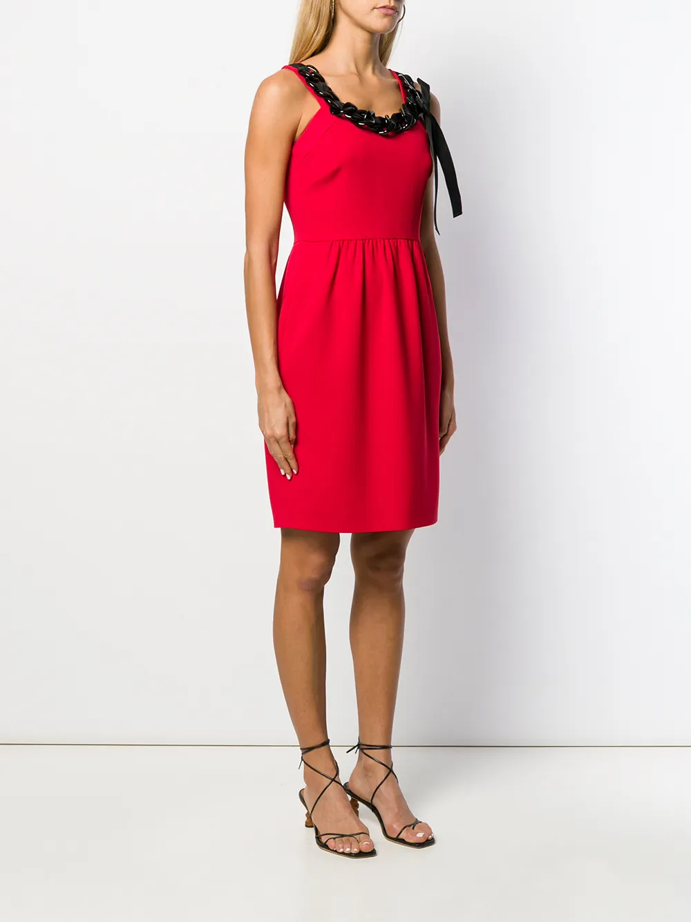 Chain-Embellished Crepe Dress