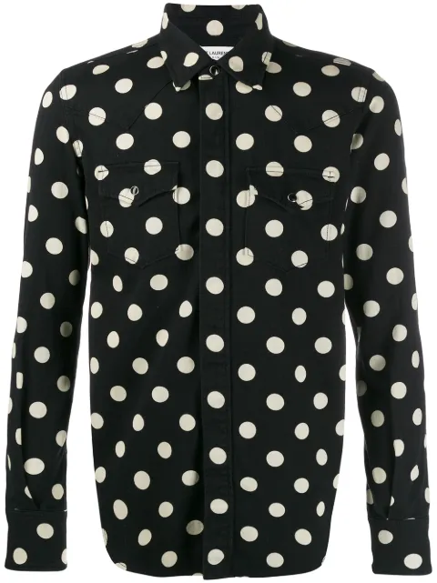 slim western polka dot shirt for men 