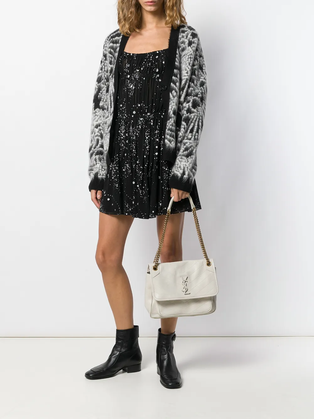Saint Laurent Jurk met glitters - Zwart