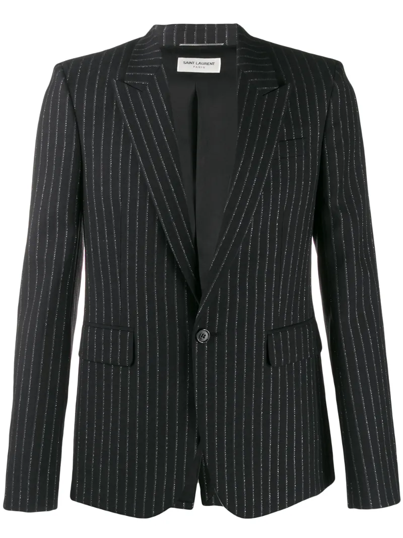Saint Laurent Metallic Stripes Blazer In Black