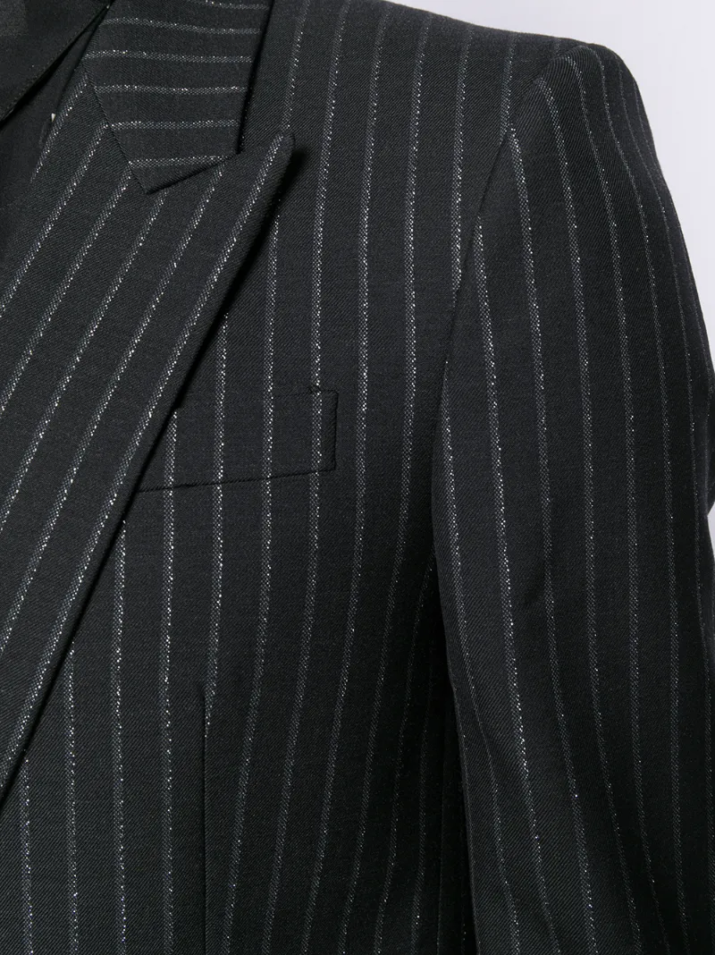 Saint Laurent Metallic Stripes Blazer In Black