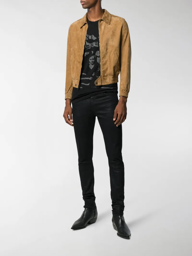 Saint Laurent zip-up short jacket brown 