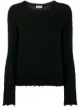 الصورة 1 من Saint Laurent كنزة برقبة دائرية وتأثير مهترئ