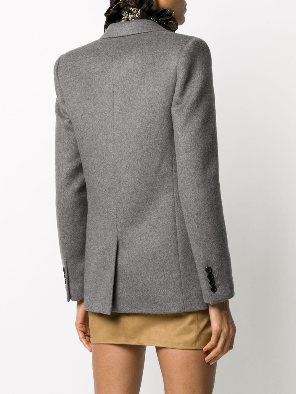 Shop Saint Laurent Single Breasted Blazer In Grey