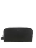 Saint Laurent logo-stamp leather pouch - Black