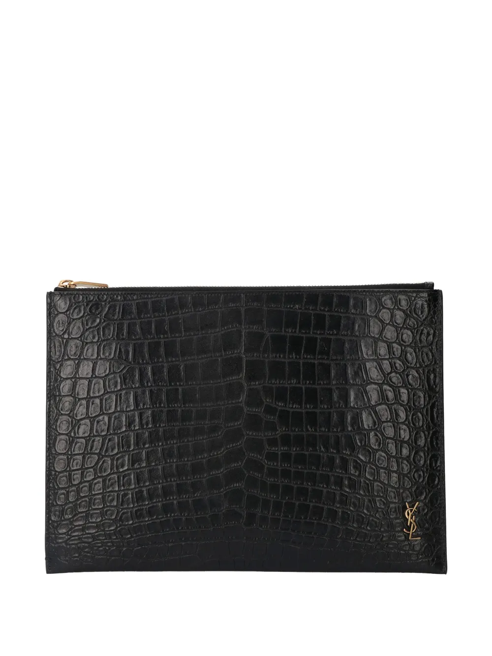 Saint Laurent Cassandre crocodile-embossed clutch | Black | Image 1