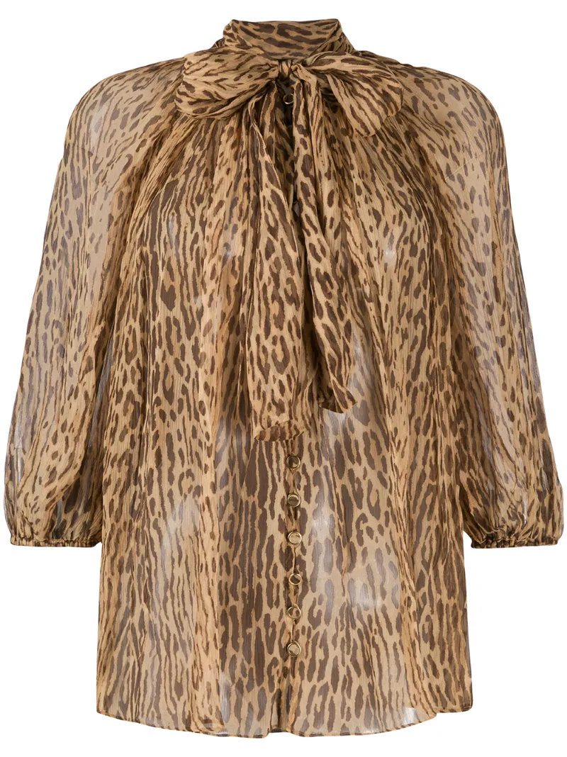 Zimmermann Tops ZIMMERMANN ESPIONAGE FLUTED BLOUSE - BROWN