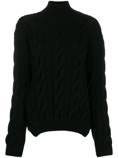 black cable knit sweater