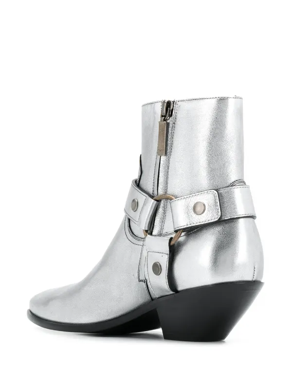 Saint Laurent West Harness Boots | Silver | FARFETCH