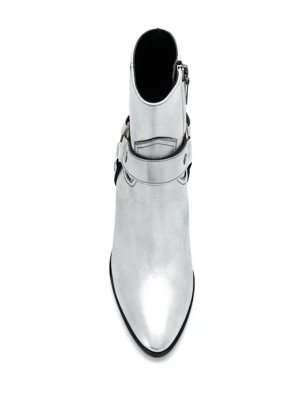 Saint Laurent West Harness Boots Silver FARFETCH AU