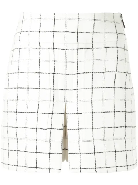 Click to view more detailed imagery on our partner's website Tibi Windowpane Cargo Checked Shorts In Ivomu Ivory Multi