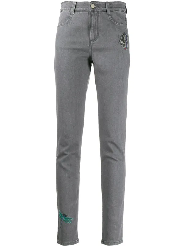 embroidered skinny jeans