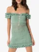 She Made Me Saachi off-the-shoulder crochet dress