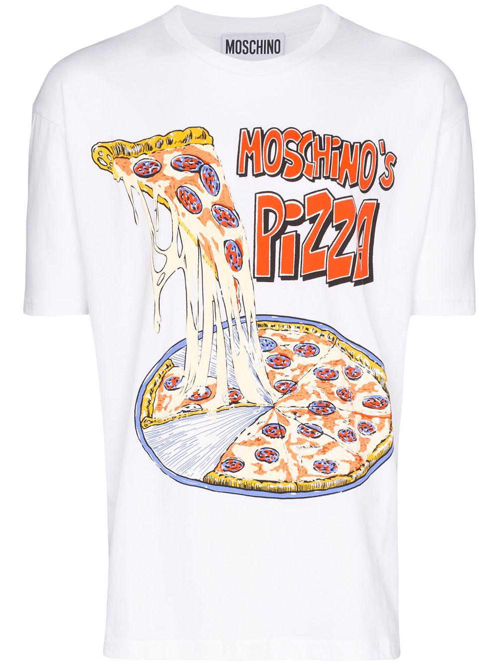 Shop Moschino Pizza Logo-print T-shirt In White