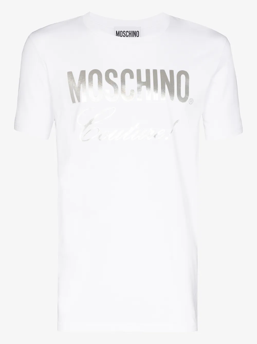 Moschino Metallic Logo Print T-shirt In White