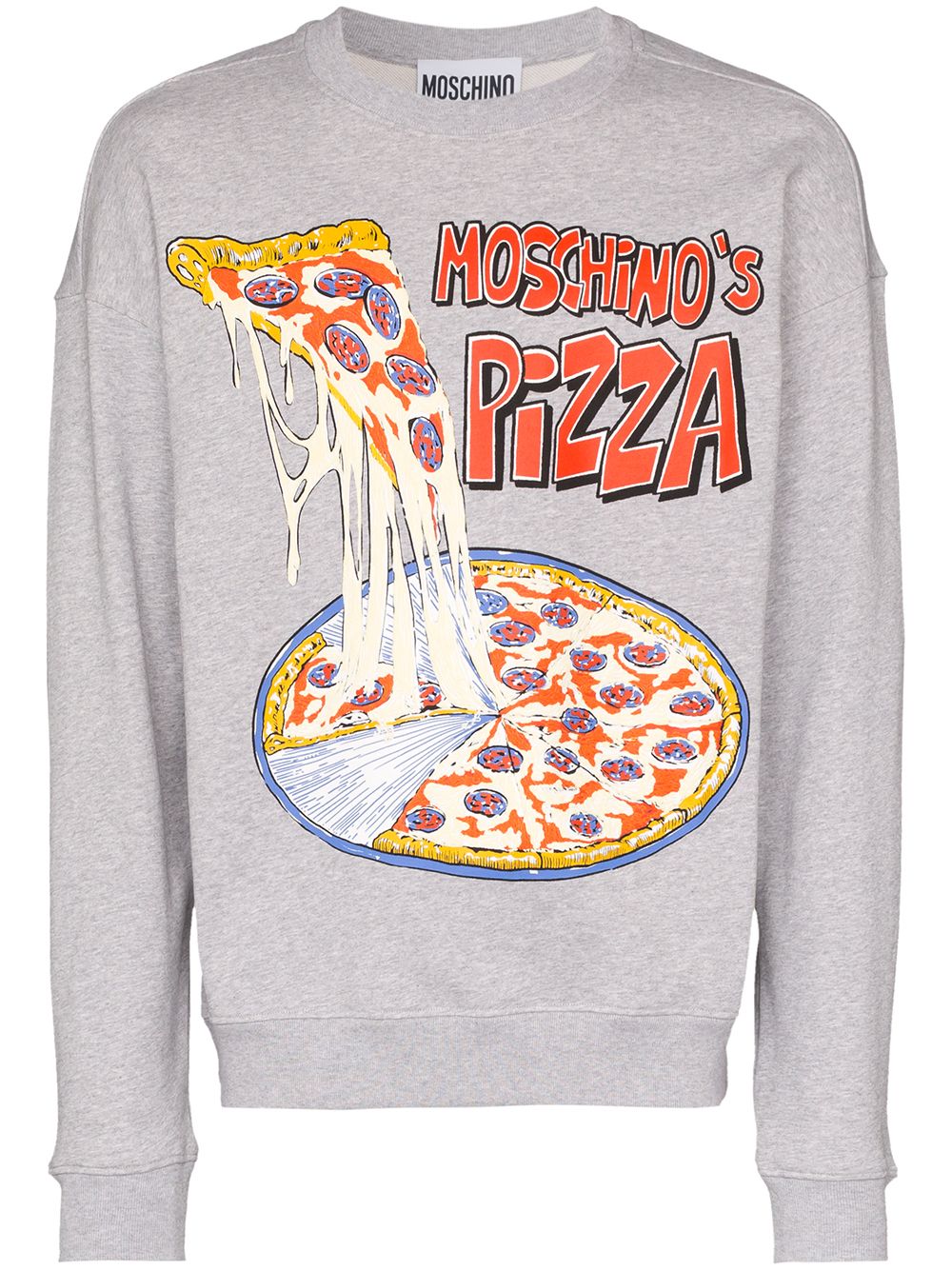Shop Moschino 's Pizza Print Sweatshirt In Grey
