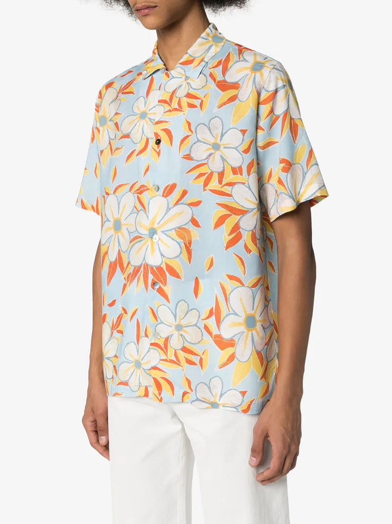 Endless Joy Opening Ceremony Acid Flower Aloha Shirt In Blue