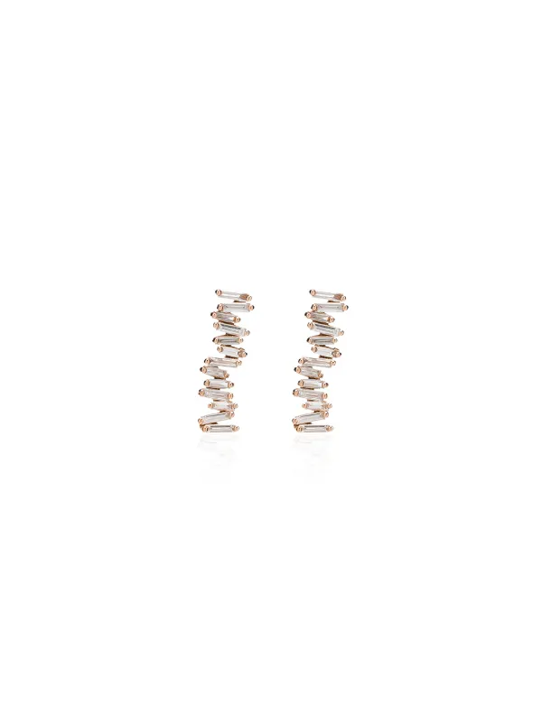 Suzanne Kalan 18kt Rose Gold Fireworks Diamond Earrings in Pink