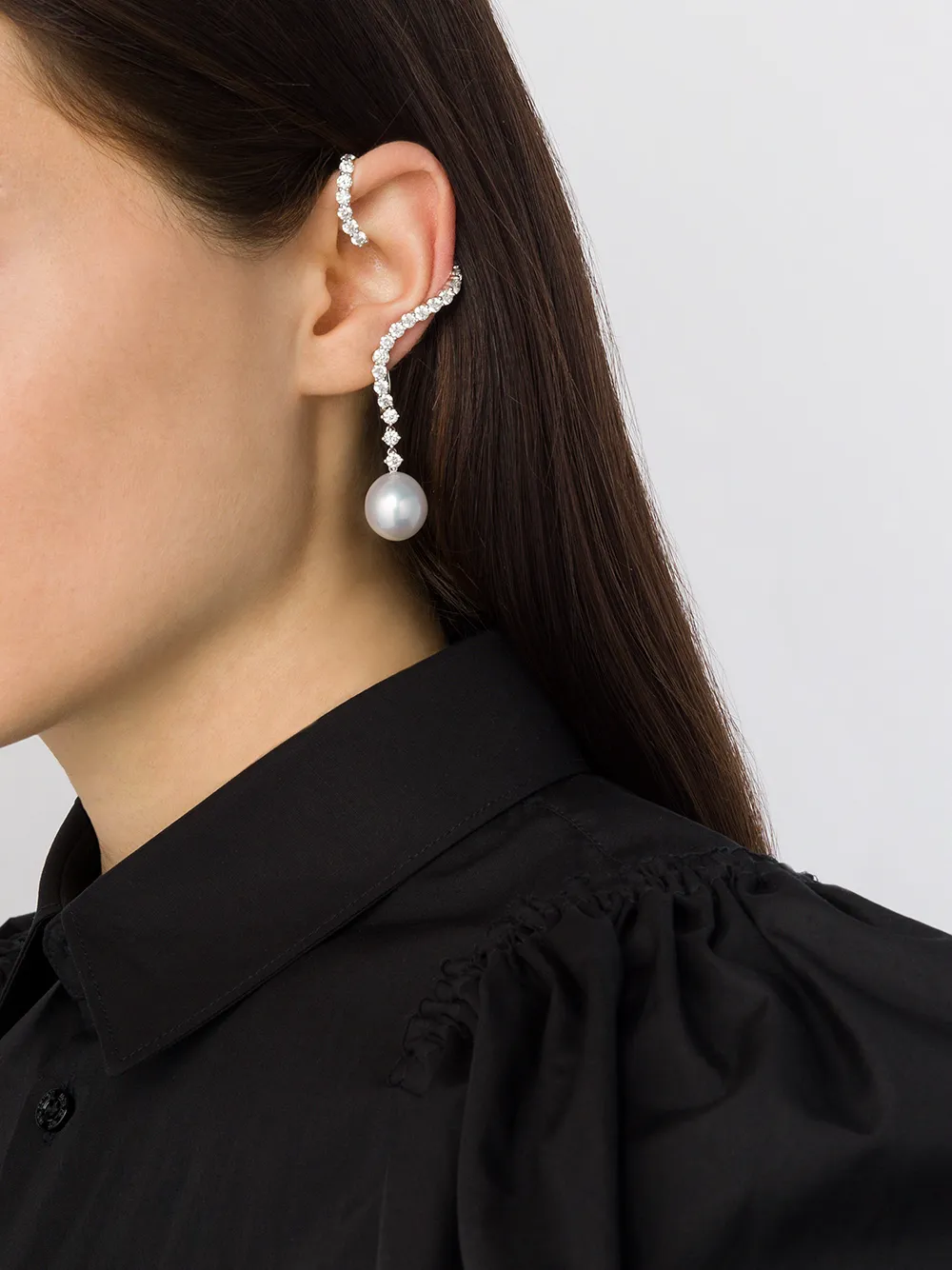 Yoko London 18kt geelgouden Novus South Sea parel en diamanten oorcuff - 7