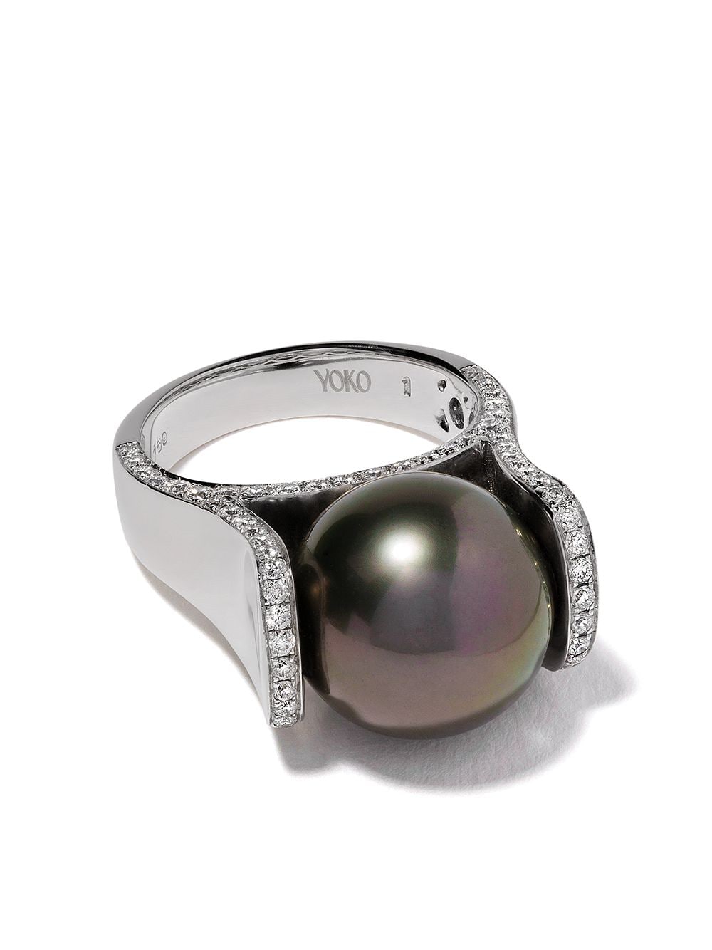 18kt white gold Twilight Tahitian pearl and diamond ring