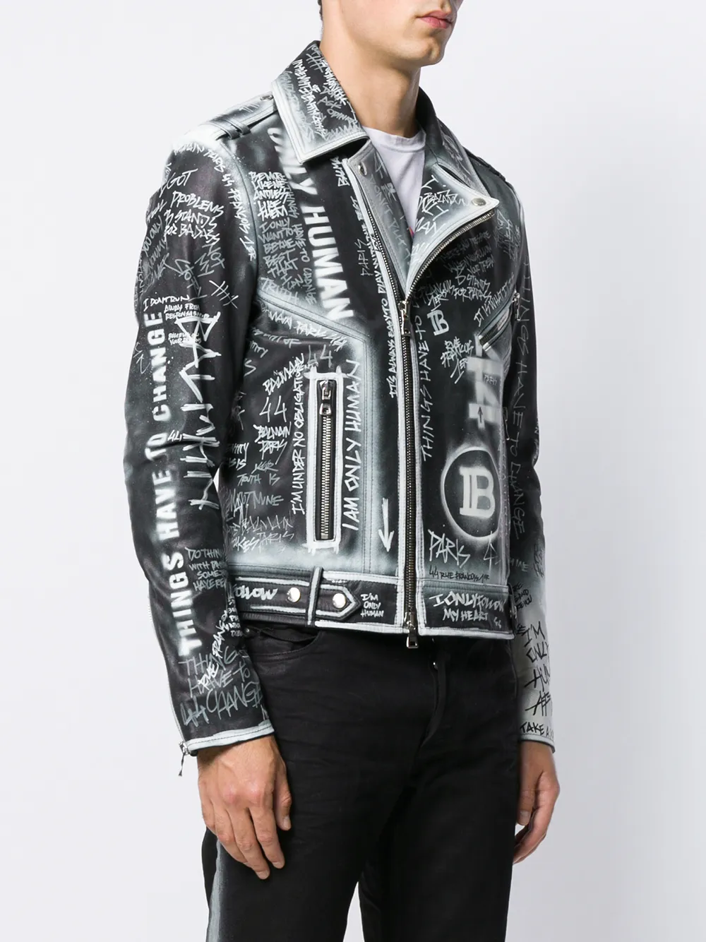 printed leather jacket for men