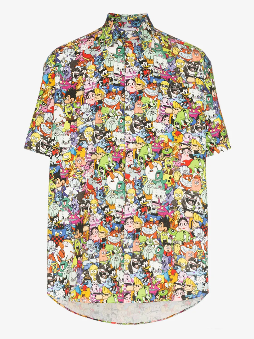 Vetements Cartoon-print Brushed-cotton Shirt In Blue