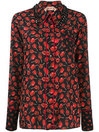 cherry print shirt