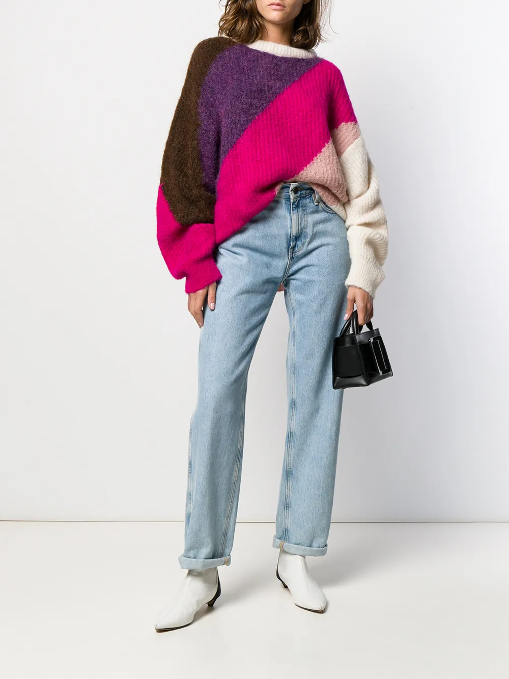Circus Hotel diagonal stripe oversized jumper | Knitted Sweaters | Image 2