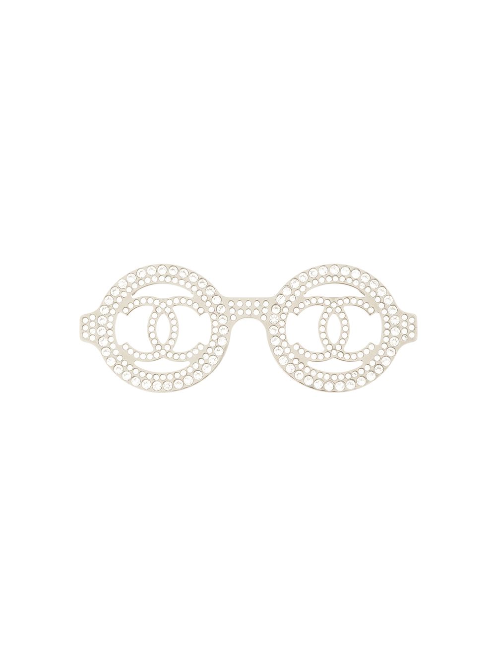 фото Chanel pre-owned брошь 2017-го года в форме очков со стразами