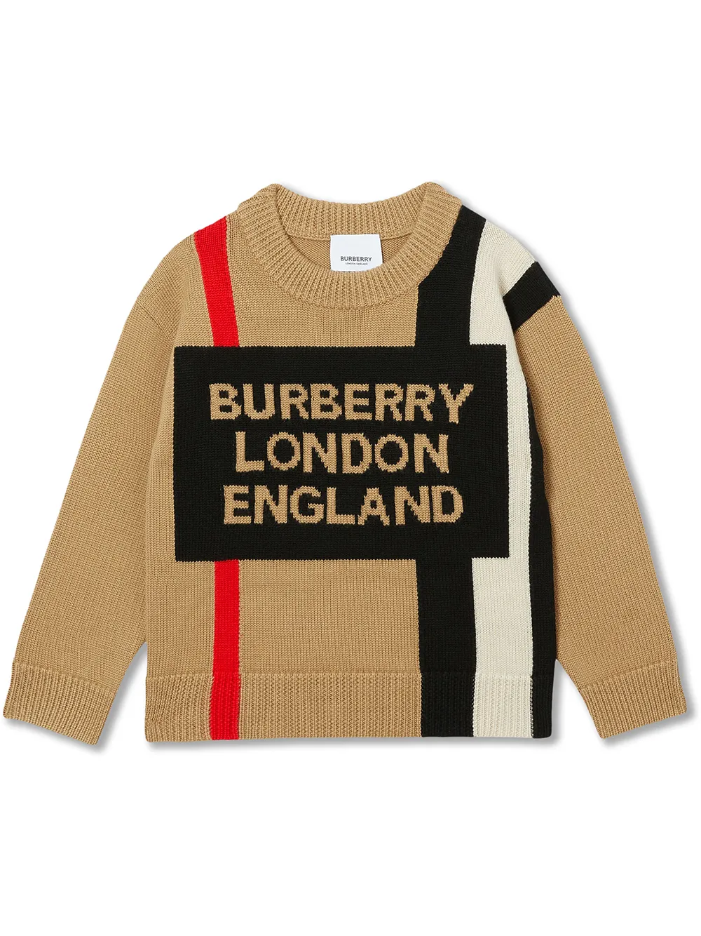 фото Burberry Kids свитер вязки интарсия в полоску Icon Stripe с логотипом