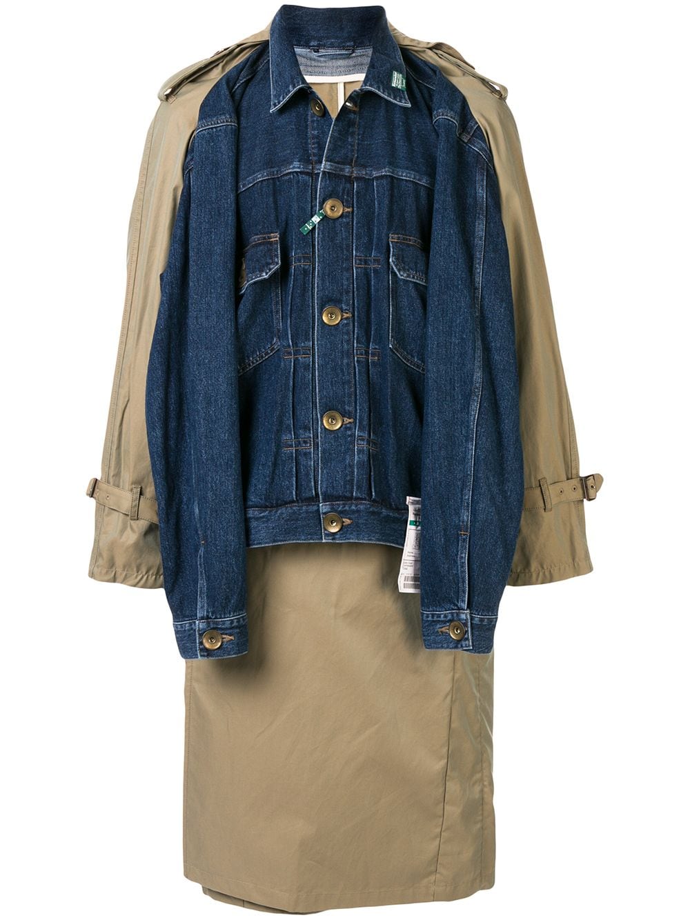 фото Maison Mihara Yasuhiro многослойная длинная джинсовая куртка