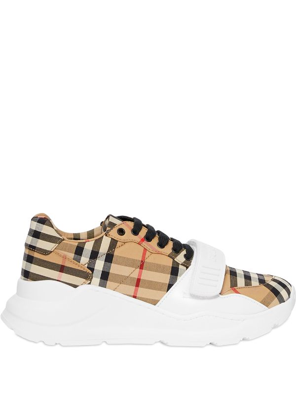 Shop Burberry Check Cotton Sneakers with Express Delivery - FARFETCH