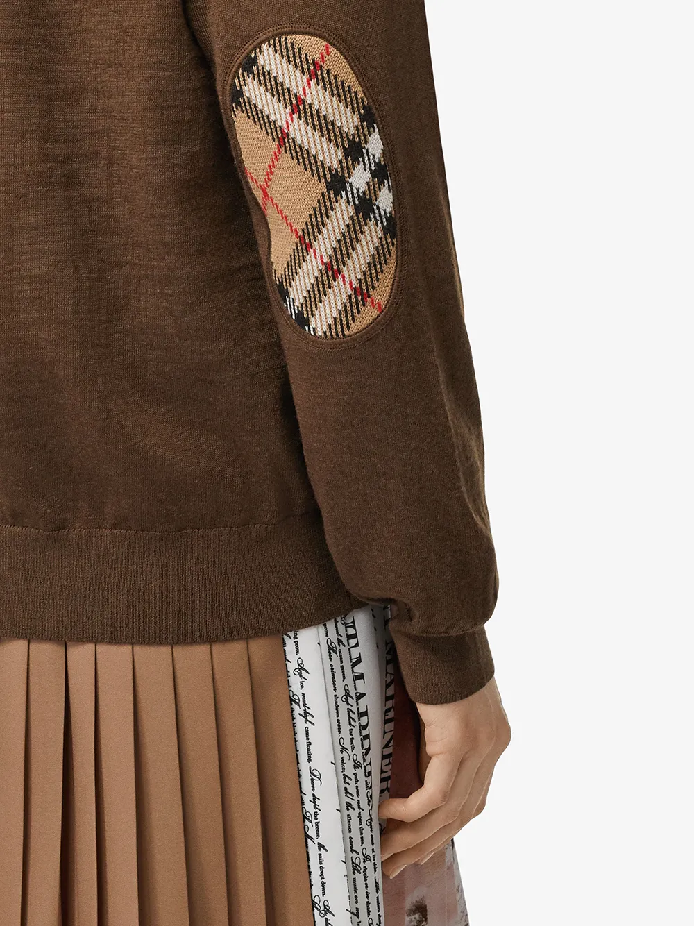 vintage check detail merino wool cardigan