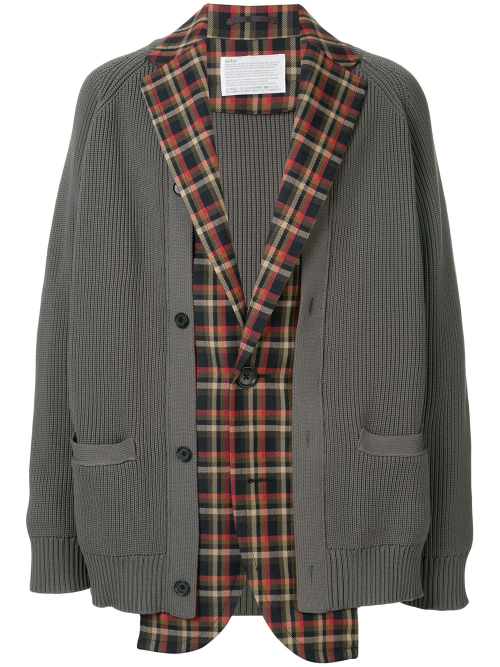 Kolor Cardigan-panelled Jacket In Grey