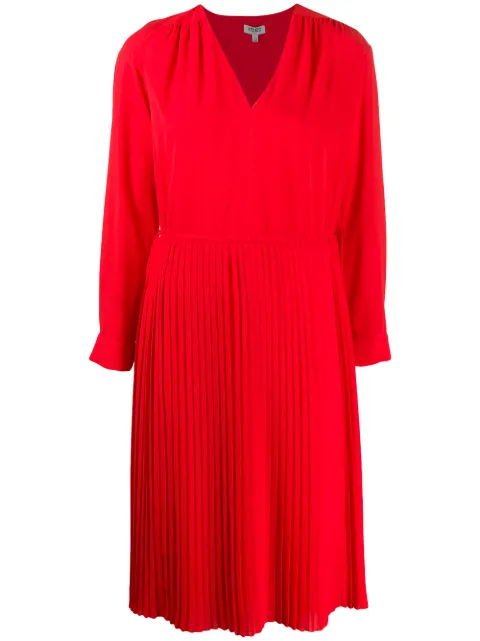Click to view more detailed imagery on our partner's website Kenzo Pleated CrÊpe Midi Dress In Red