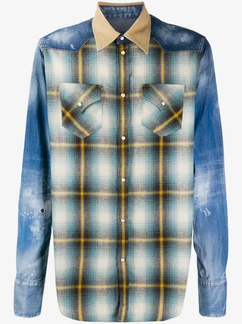 DSQUARED2 patchwork button shirt