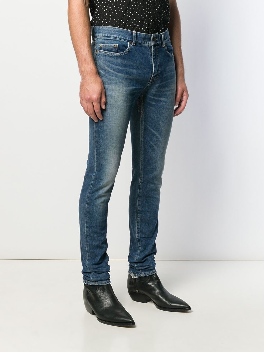фото Saint Laurent джинсы кроя слим с эффектом потертости