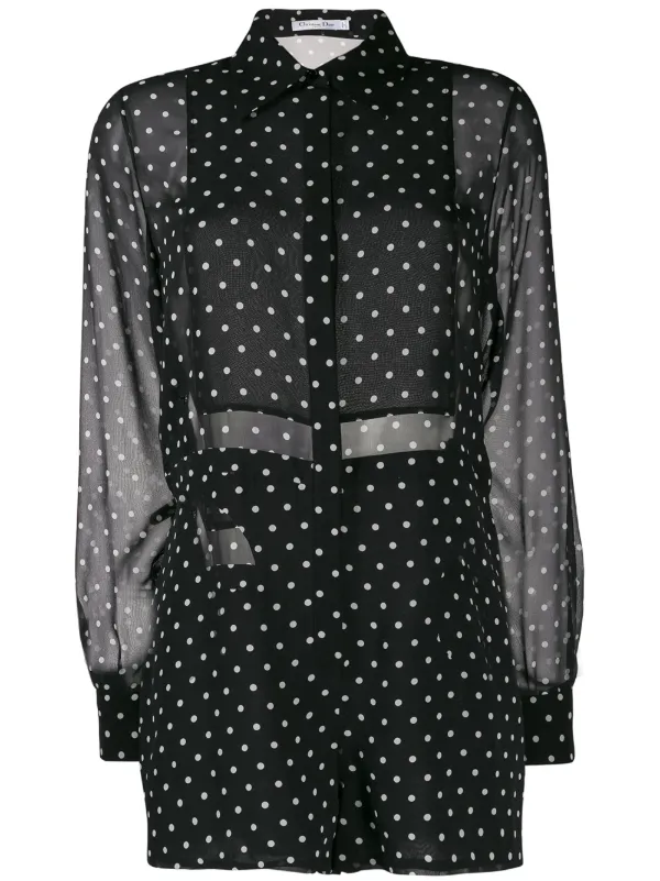 white and black polka dot playsuit