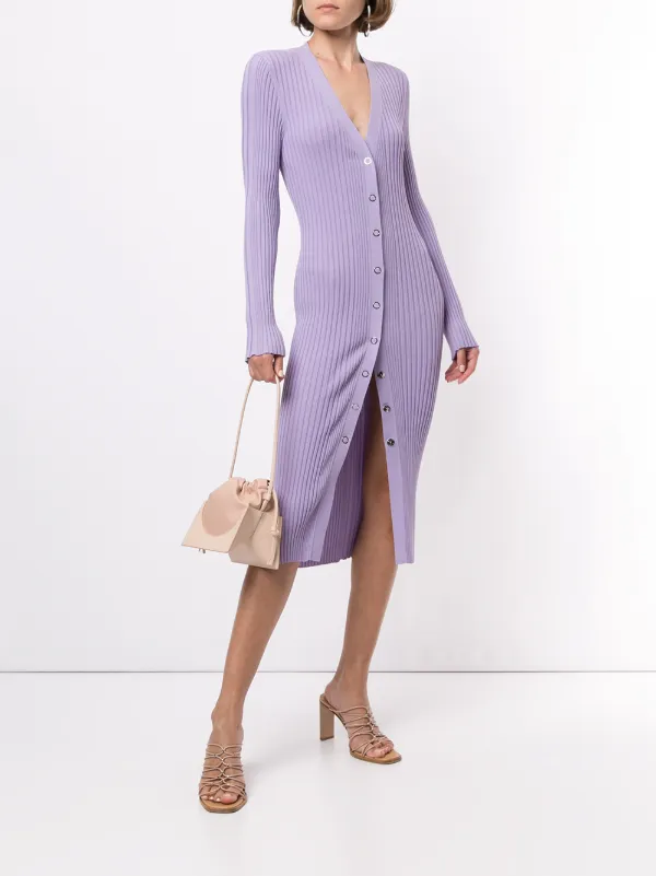 purple dress with cardigan