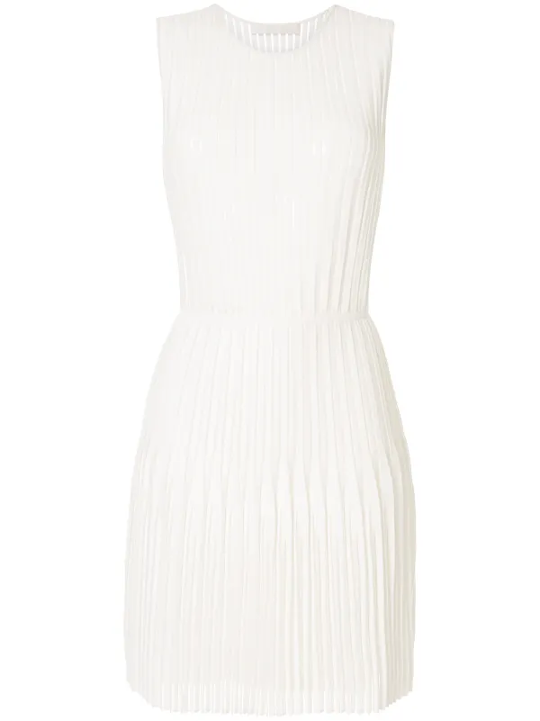 white pleated mini dress