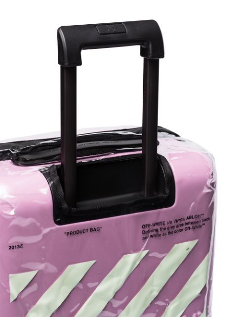 pink and white suitcase