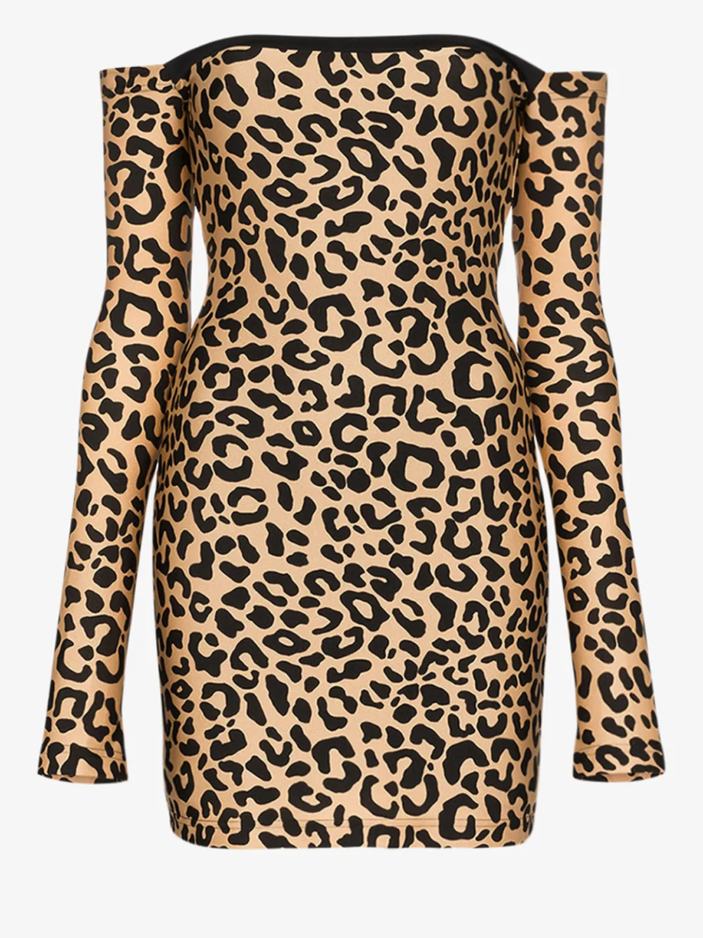 Halpern Off-the-shoulder Leopard-print Mini Dress In Neutrals