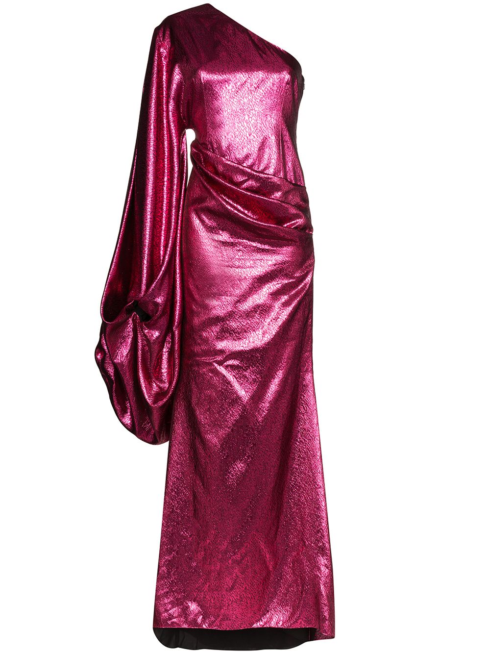 Shop Halpern One Shoulder Draped Gown In Pink