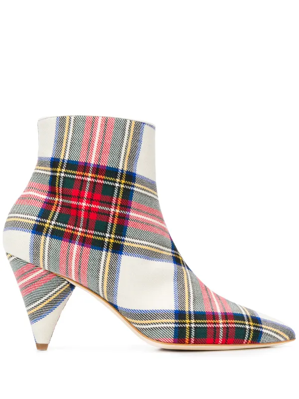 tartan heeled boots